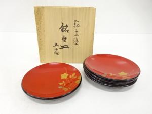 輪島塗　花　銘々皿　5客揃